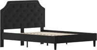 Queen Size Tufted Upholstered Platform Bed, Black