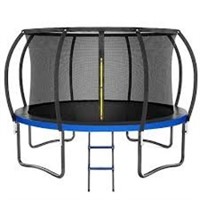 14FT Outdoor Trampoline with Enclosure Net, Blue