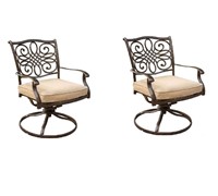 Outdoor Cushioned Rocker/Swivel Chairs, 2 CT, Tan