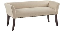 Tufted Entryway Accent Bench with Back, Tan