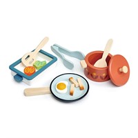 Kid's Tender Leaf Pots and Pans Wooden Play Set