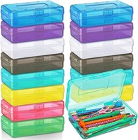 16 Pack Clear Plastic Pencil Box