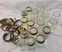 Lot of assorted pint and quart canning jars with
