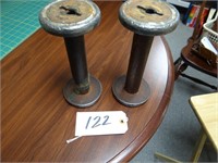 Two Vintage Large Wooden Spools