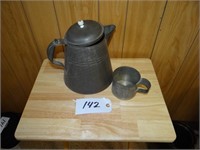 Tin Coffee Pot and Mug