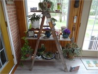 Wooden Ladder Flower Pot Display