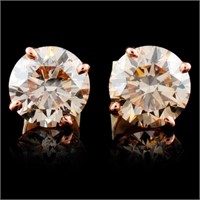 14K Rose Gold 4.06ctw Stud Diamond Earrings
