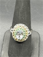 925 Silver w/ Topaz & Tourmaline, 
Size 8, TW 4g