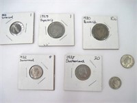 Lot of 7 pre-WWII Swiss Coins