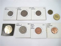 Lot of 9 World Coins - Falkin Isl, Switzerland +