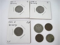 Lot of 7 Pre-WWI Coins - Germany