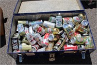 Blue Metal Trunk full of mixed beer cans (empty)