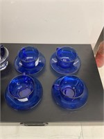 Vintage blue glass tea cups
