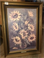 Sunflowers by L. Ritter print and tv tray