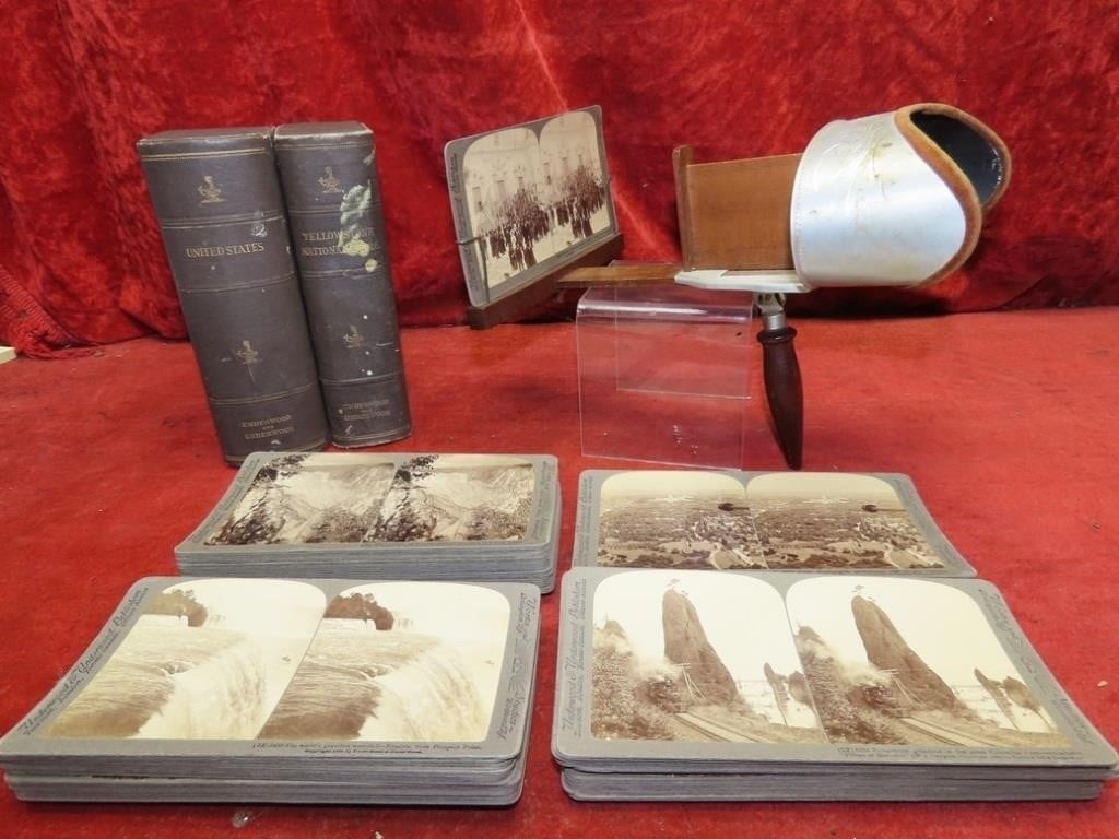 Antique Underwood Stereo cards & viewer