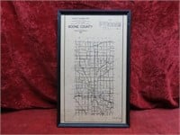Boone County framed map. Vintage.