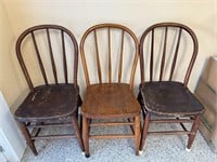3 Wooden Chairs- 1 Refinished