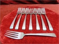 (8)Towle Sterling Silver salad forks. Flatware.