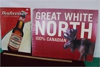 Metal Budweiser & Great White North Pub  Signs