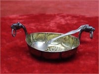 Norwegian silver Salt spoon & bowl.