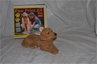 golden retriever sand cast figurine with paw kit