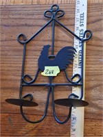 metal rooster candle wall sconce