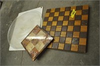 cutting board, microwave tray, chessboard