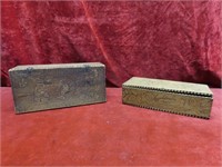 (2)Antique wood chocolate boxes. (1)Belvidere, Il