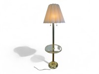 Vintage Brass Floor Lamp with Glass Table