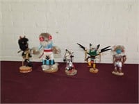 (5)Kachina Dolls. All are signed. Native