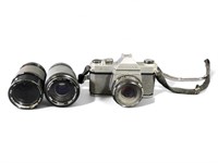 Pentax K1000 camera, Rokinon auto zoom lens,