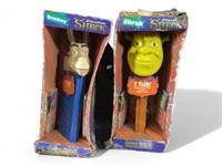 Two Giant Pez candy dispenser Shrek and Donkey,