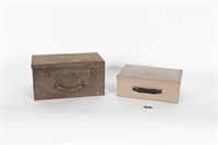 Vintage Metal Safe Box/Contents w/ Key, Cash Box