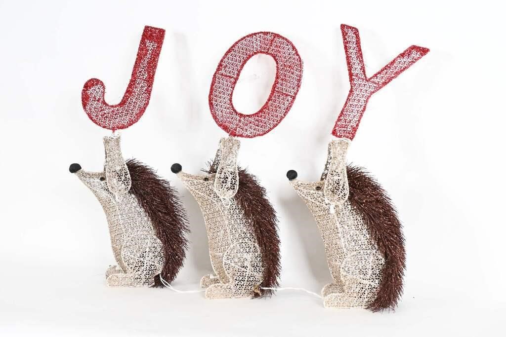 Lighted Hedgehogs "JOY" Holiday Decor