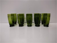 Mid-Century Etched Green Glasses