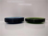 Pottery Barn Blue and Green Plastic Plates