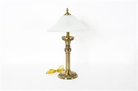 Brass Table Lamp w/ Glass Shade