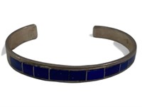 Signed Sterling Native American Lapis Cuff