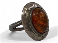 .925 Silver Agate Modernist Ring