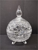 Etched Floral Glass Candy Dish