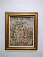 Vintage French Framed Tapestry Wall Art