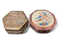 2 Old Trinket Pill Box Hand Painted Persian,Ornate