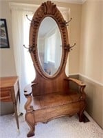 Antique hall seat rack tree