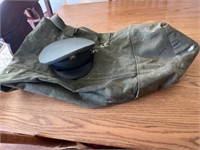 Army duffel bag and hat from Korean War era