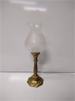Gold Toned Metal Desk Lamp w/ Glass Shade