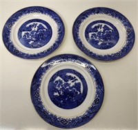 Gold Rimmed Blue/White Transferware Plates