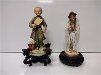 Chinoiserie Ceramic Figural Statues on Stands