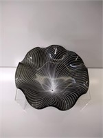 MCM Ruffled Edge Art Glass Dish