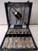 English Angora Silver Plated Pastry Fork Set