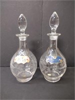 Vintage Etched Glass Decanters
